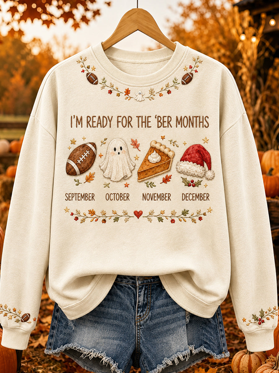 Women's Vintage I'm Ready For The Ber Months Print Cozy Sweatshirt