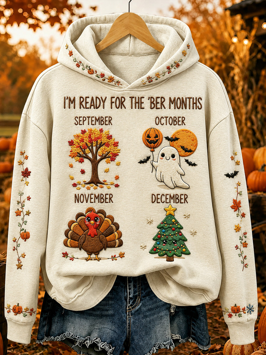 Women's Vintage I'm Ready For The Ber Months Print Cozy Hoodie