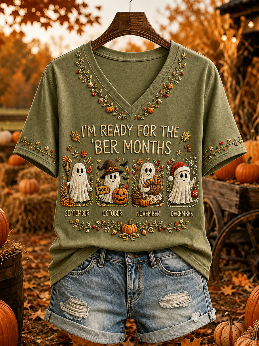 Women's Vintage I'm Ready For The Ber Months Print Short-sleeved T-shirt