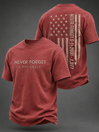 Men's NEVER FORGET 2,977 SOULS 2,977 SOULS 09.11.2001 short sleeves t-shirt