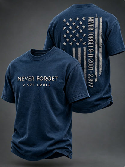 Men's NEVER FORGET 2,977 SOULS 2,977 SOULS 09.11.2001 short sleeves t-shirt
