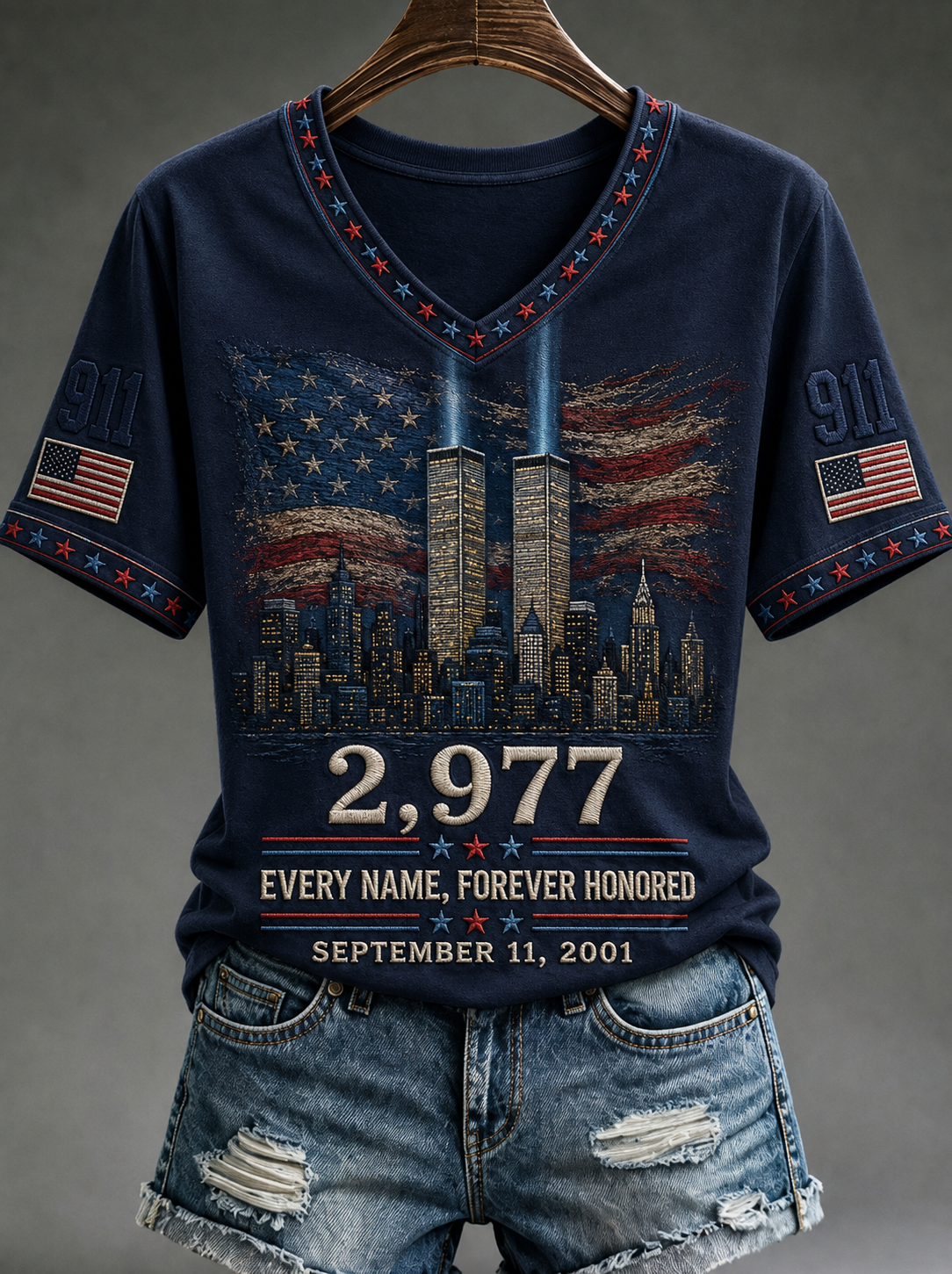 Women's NEVER FORGET 2,977 SOULS 2,977 SOULS 09.11.2001 short-sleeved T-shirt
