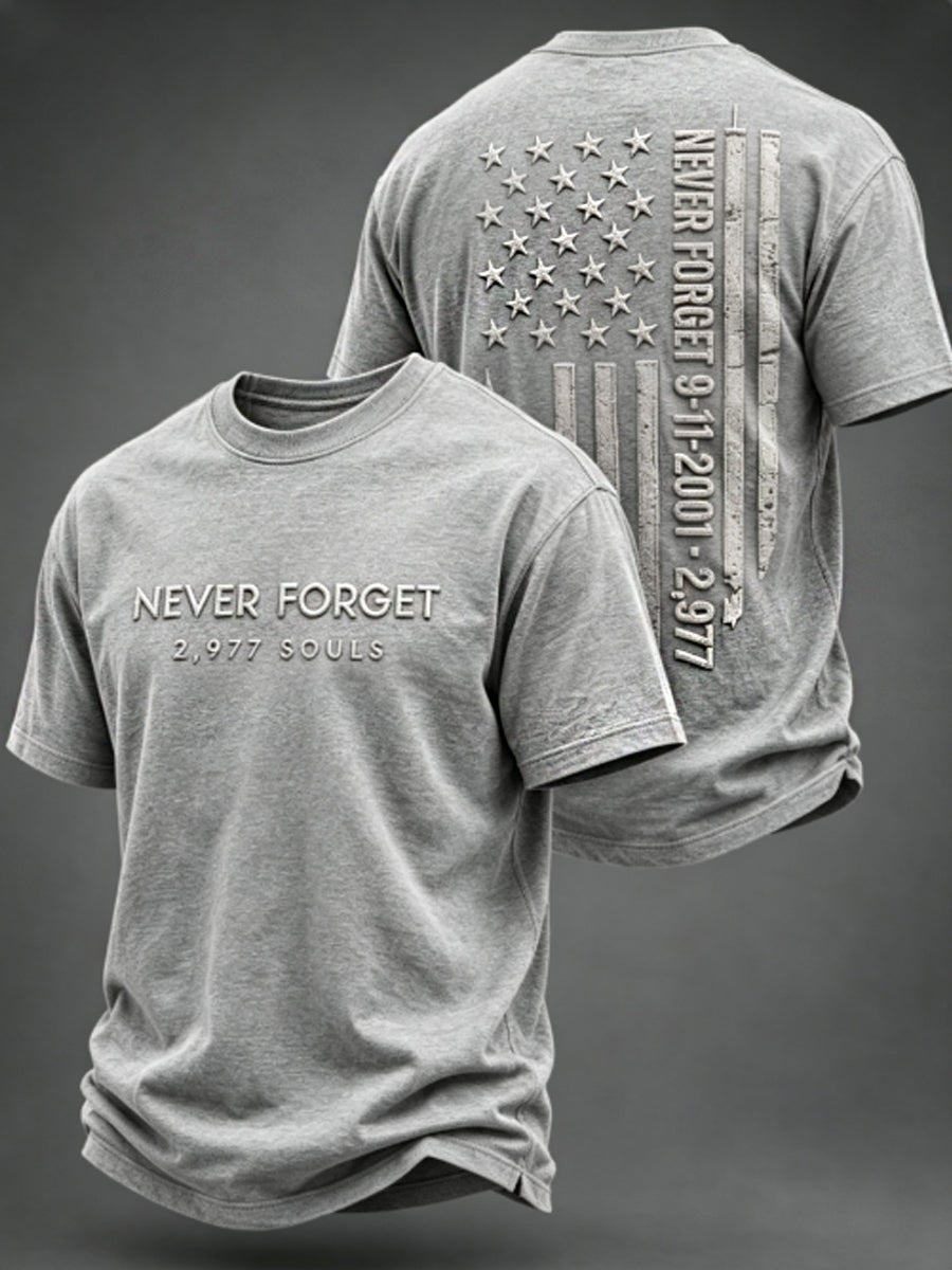 Men's NEVER FORGET 2,977 SOULS 2,977 SOULS 09.11.2001 short sleeves t-shirt