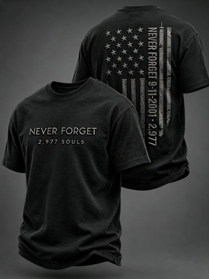 Men's NEVER FORGET 2,977 SOULS 2,977 SOULS 09.11.2001 short sleeves t-shirt