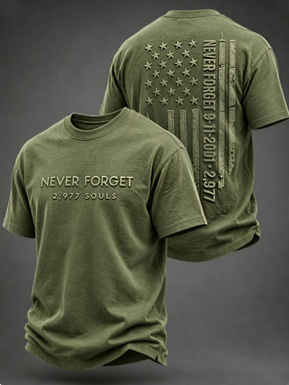 Men's NEVER FORGET 2,977 SOULS 2,977 SOULS 09.11.2001 short sleeves t-shirt