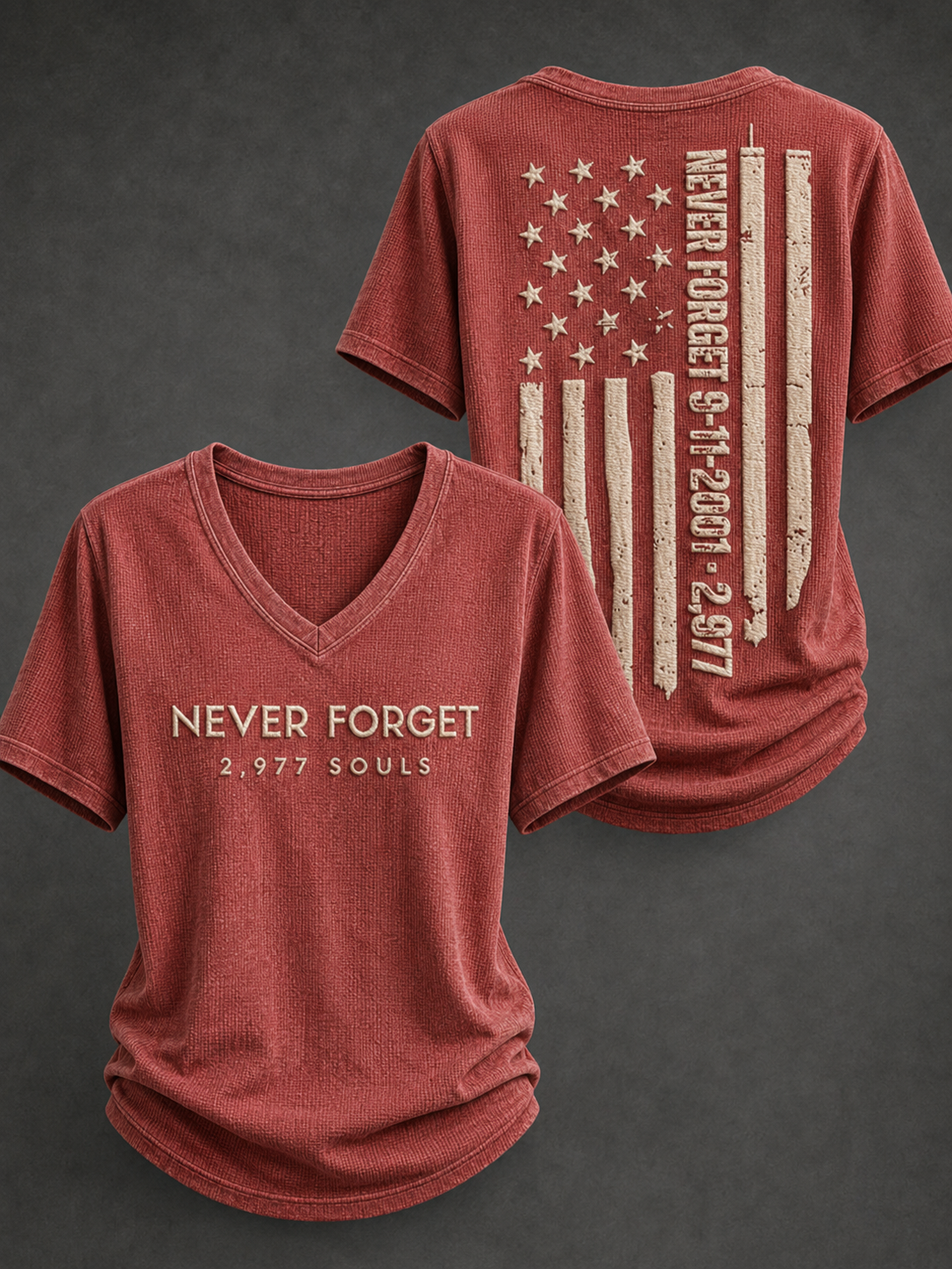 Women's NEVER FORGET 2,977 SOULS 2,977 SOULS 09.11.2001 short-sleeved T-shirt