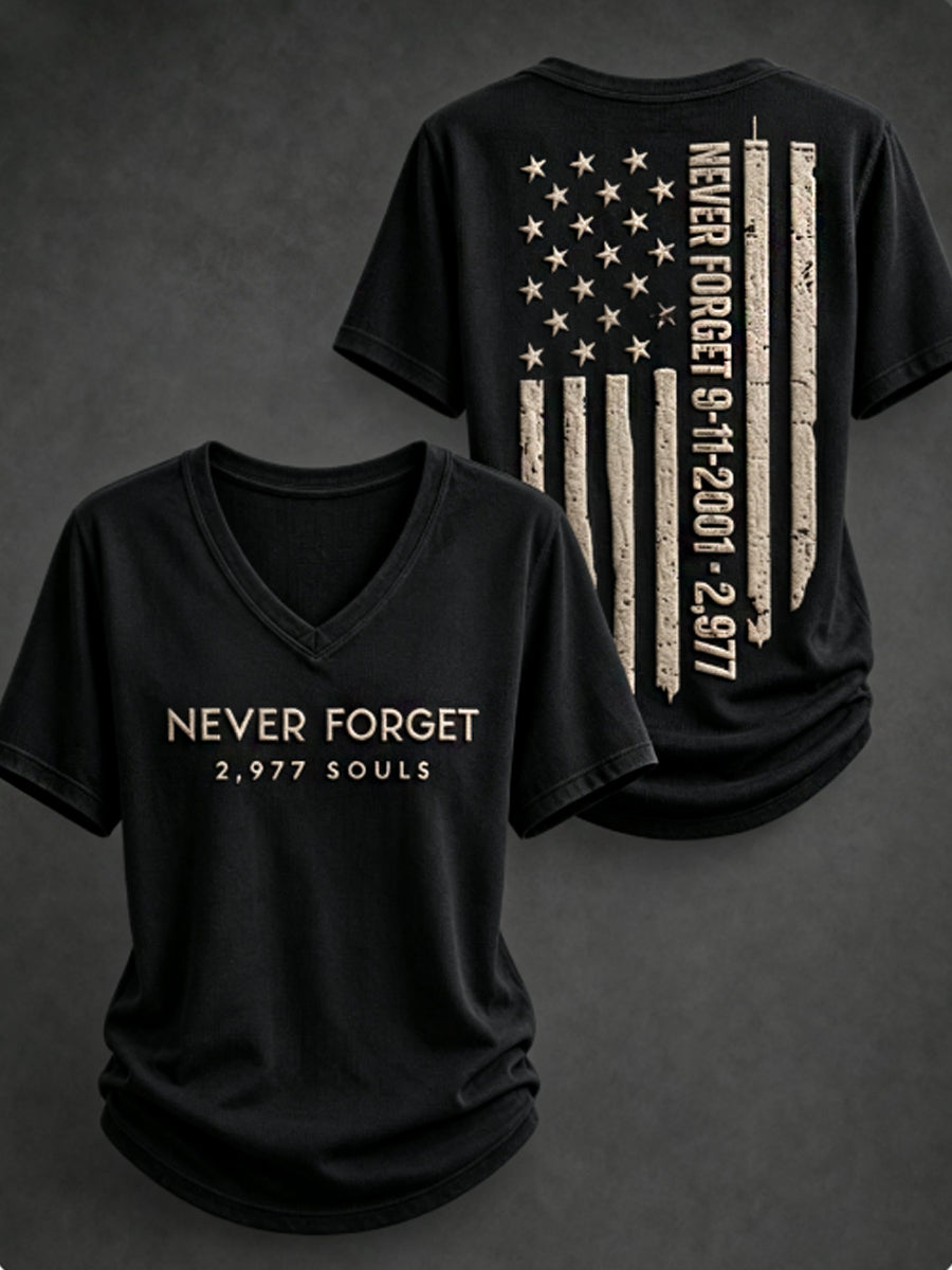 Women's NEVER FORGET 2,977 SOULS 2,977 SOULS 09.11.2001 short-sleeved T-shirt