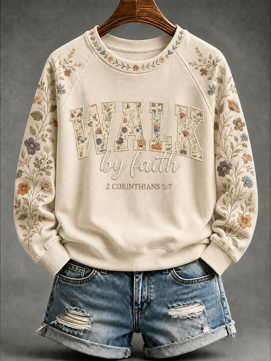 Women's 'Walk By Faith' Printed Casual Sweatshirt