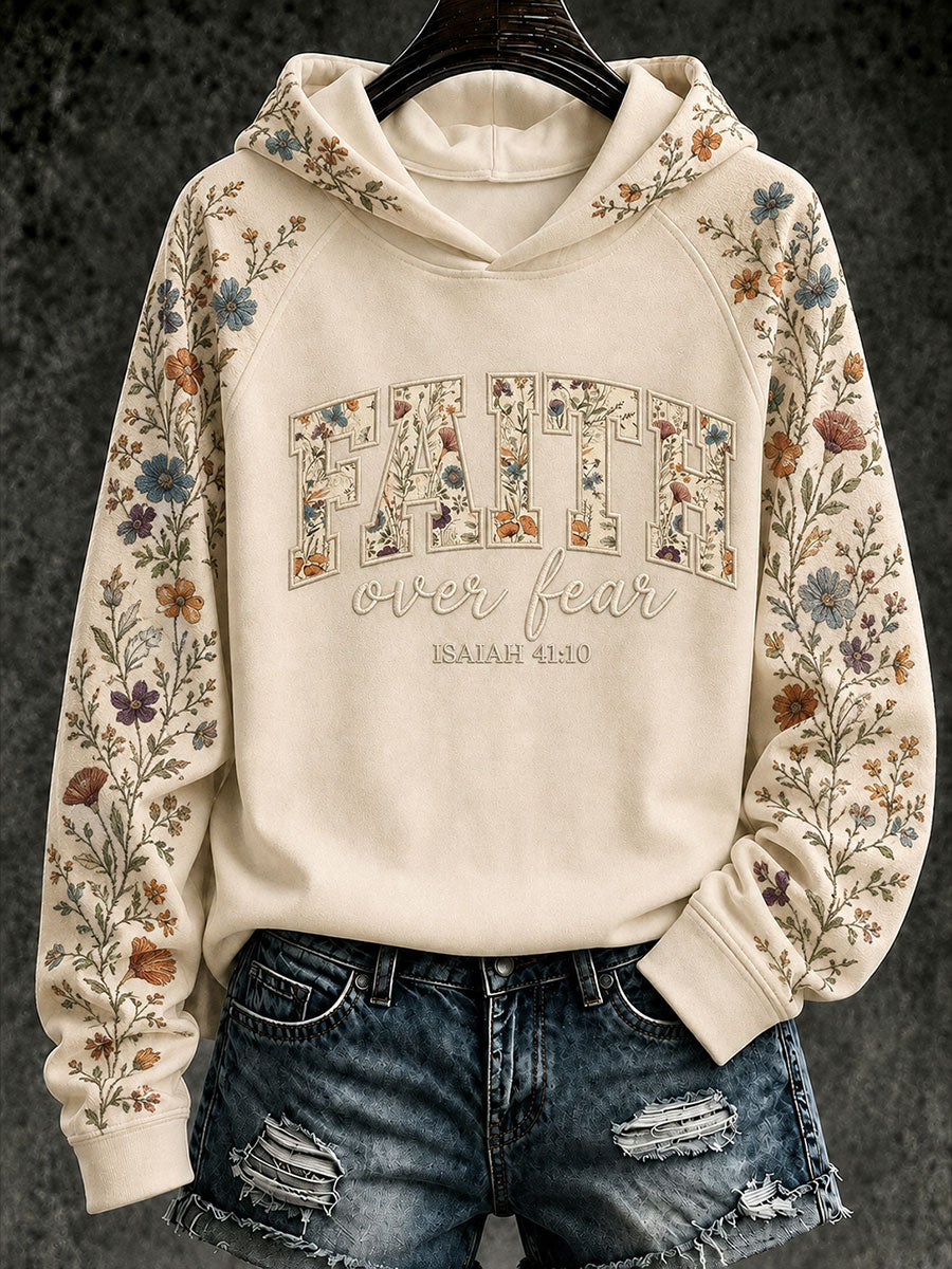 Women’s 'Faith Over Fear' Printed Casual Hoodie