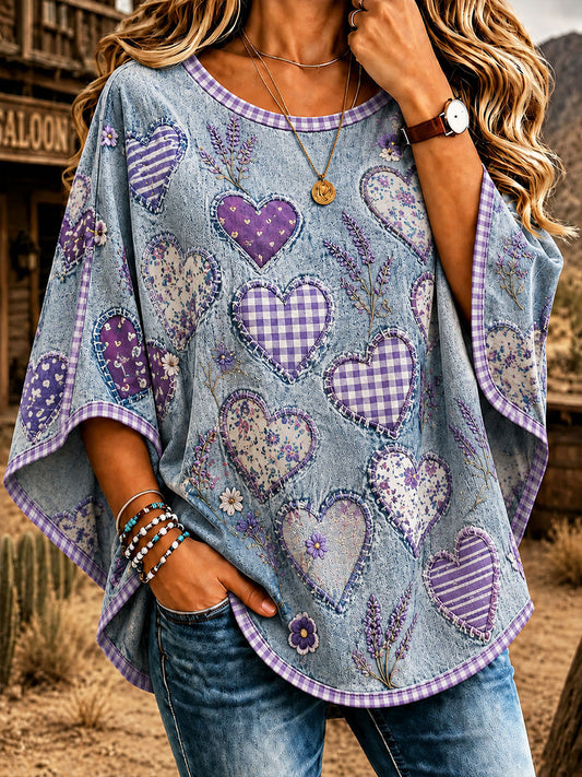 Women's Purple Floral Art Print Casual T-Shirt
