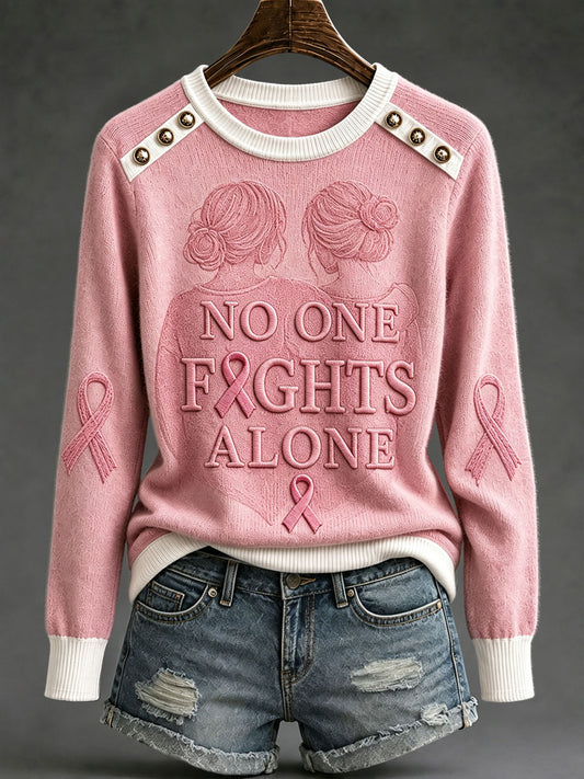 Women's "No One Fights Alone" Breast Cancer Awareness Tops