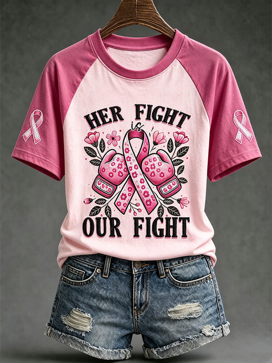 Women's breast cancer theme casual short-sleeved T-shirt
