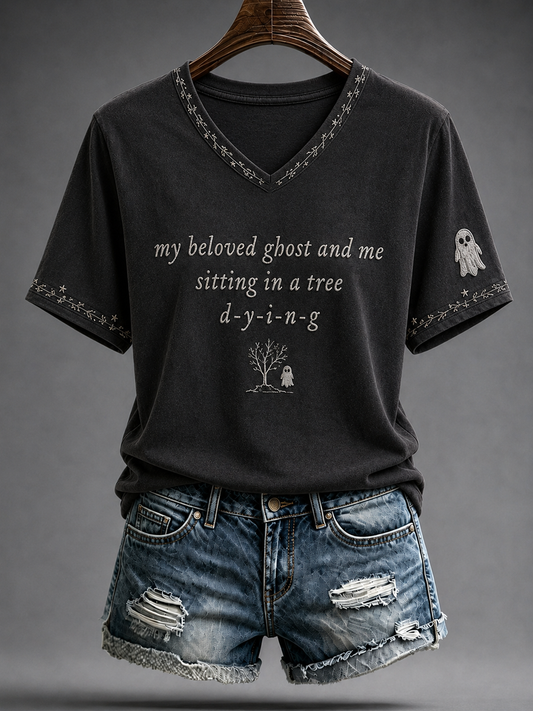 Women's My Beloved Ghost & Me sitting is a tree dying short-sleeved T-shirt