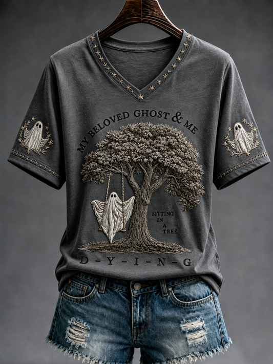 Women's My Beloved Ghost & Me sitting is a tree dying short-sleeved T-shirt