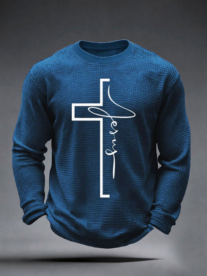 Men's Jesus Faith Cross Waffle Top