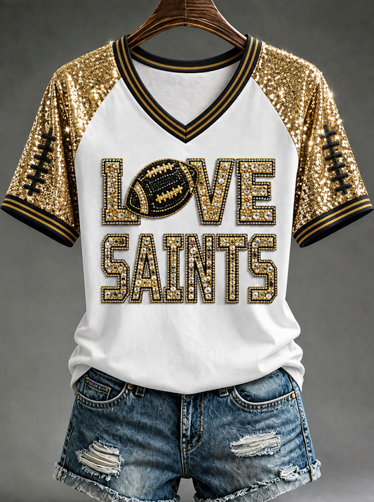 Women's V-neck off-shoulder short-sleeved T-shirt