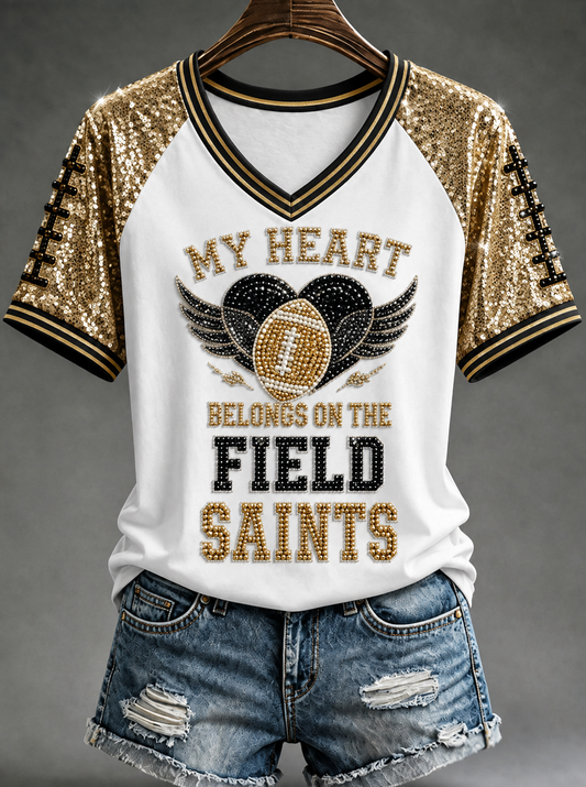 Women's V-neck off-shoulder short-sleeved T-shirt