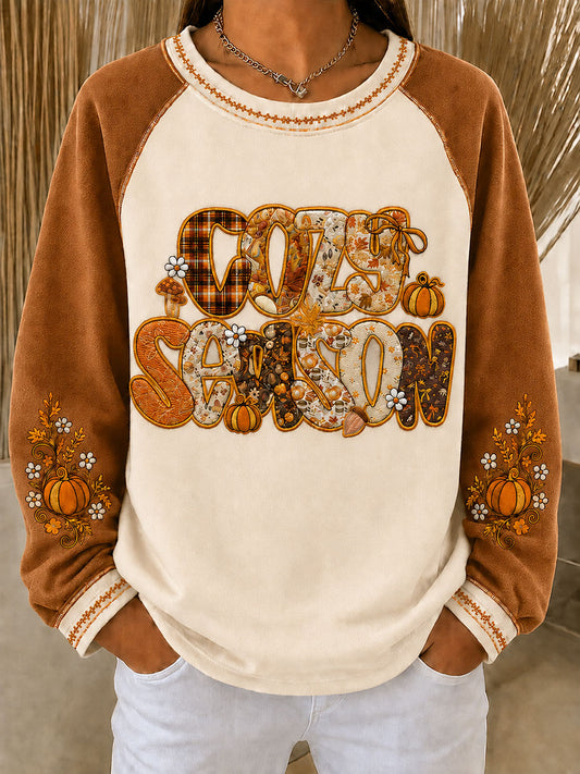 Women's Autumn Pumpkins Raglan Sleeve Sweatshirt