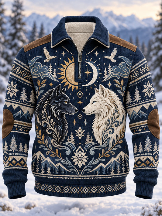 Men's Nordic Forest Animals Waffle Long Sleeve T-Shirt
