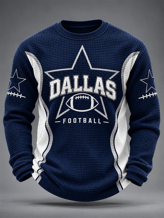 Men's Football Gameday Gift For Football Fans Casual Waffle Long Sleeve T-Shirt