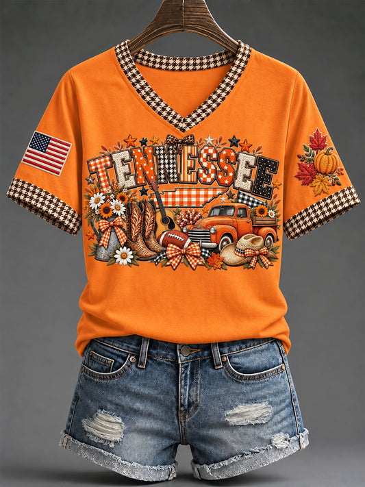 Women's Tennessee Fall Pumpkin Casual T-shirt