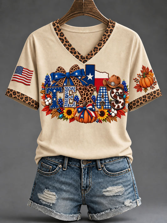 Women's Texas Fall Pumpkin Casual T-shirt