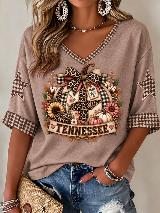 Women's Tennessee Fall Pumpkin Casual T-shirt