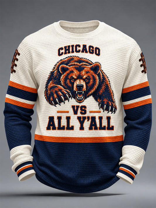 Men's Football Gameday Gift For Football Fans Print Casual Waffle Long Sleeve T-Shirt