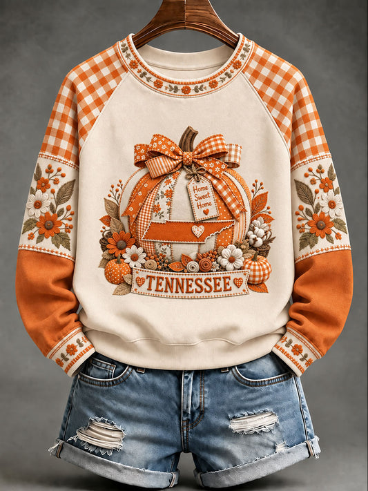 Women's Tennessee Pumpkin Print Casual Sweatshirt