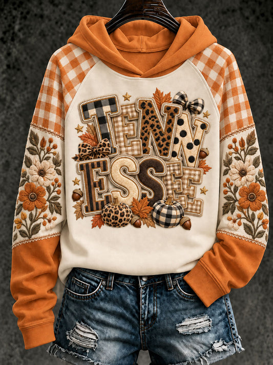Women's Tennessee Pumpkin Print Casual Hoodie