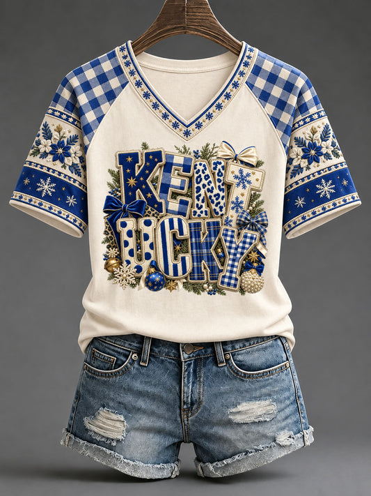 Women's Kentucky Pumpkin Print Casual T-Shirt