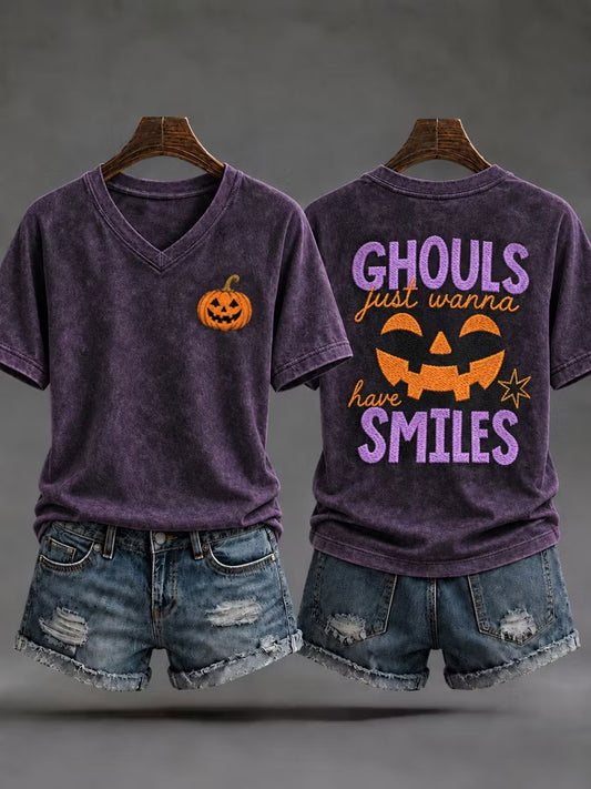 Women's Halloween pumpkin Short-Sleeved T-Shirt