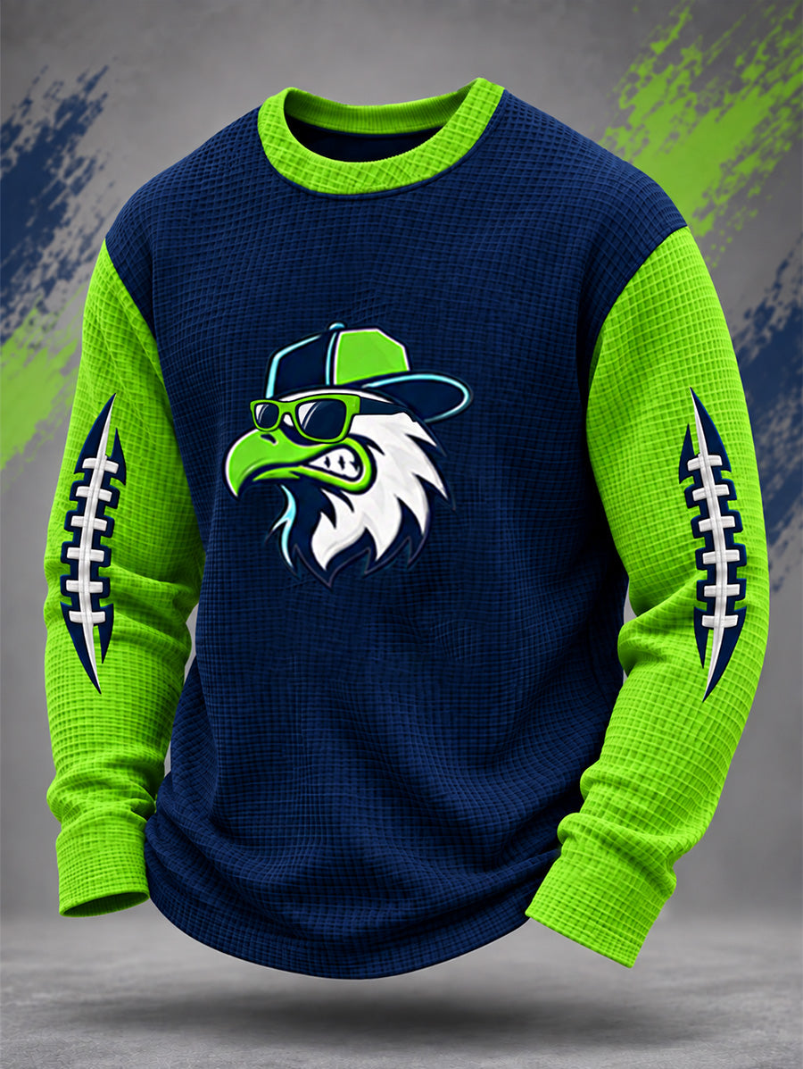 Men's Football Gameday Gift For Football Fans Casual Waffle Long Sleeve T-Shirt