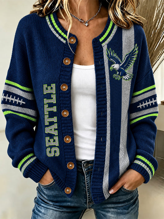 Women's Football Gameday Gift For Football Fans Casual Cardigan