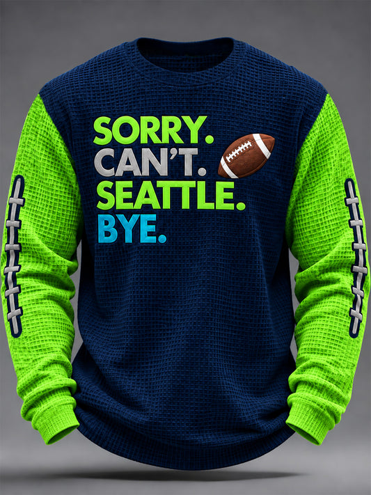 Men's Football Gameday Gift For Football Fans Casual Waffle Long Sleeve T-Shirt