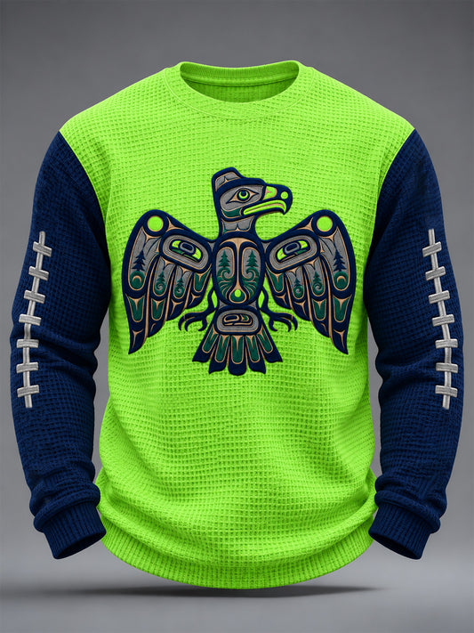 Men's Football Gameday Gift For Football Fans Casual Waffle Long Sleeve T-Shirt