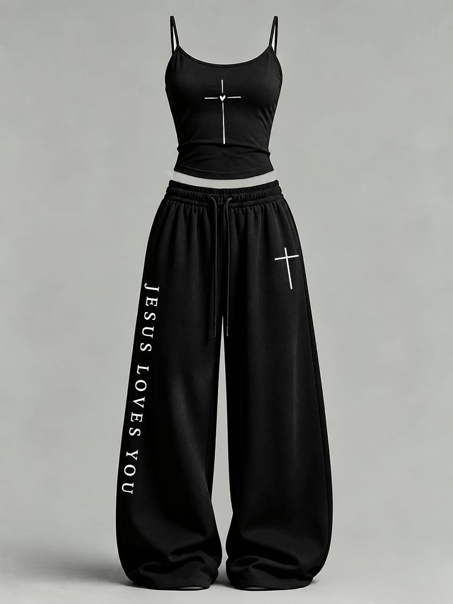 Women's 'Jesus Loves You' Printed Casual Set