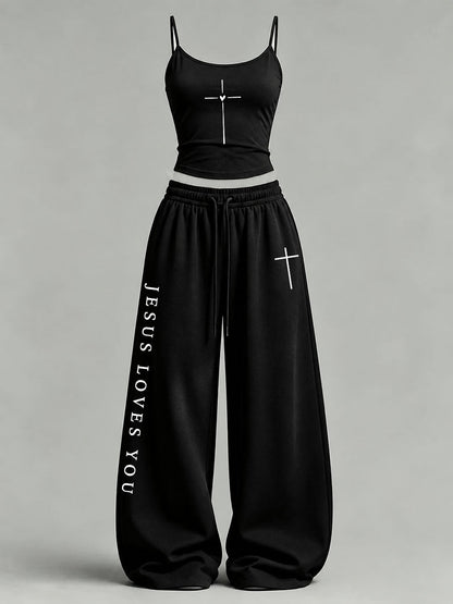 Women's 'Jesus Loves You' Printed Casual Set
