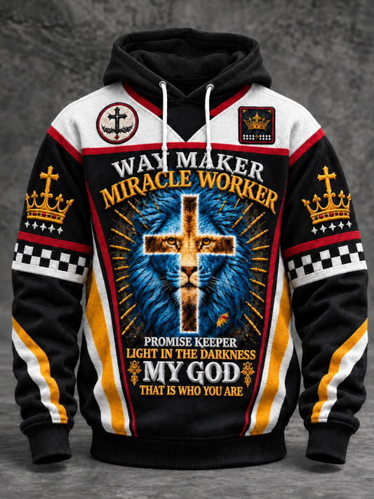 Men's Christian Waymaker Miracle Worker Promise Keeper Oversized Drop-Shoulder Hoodie