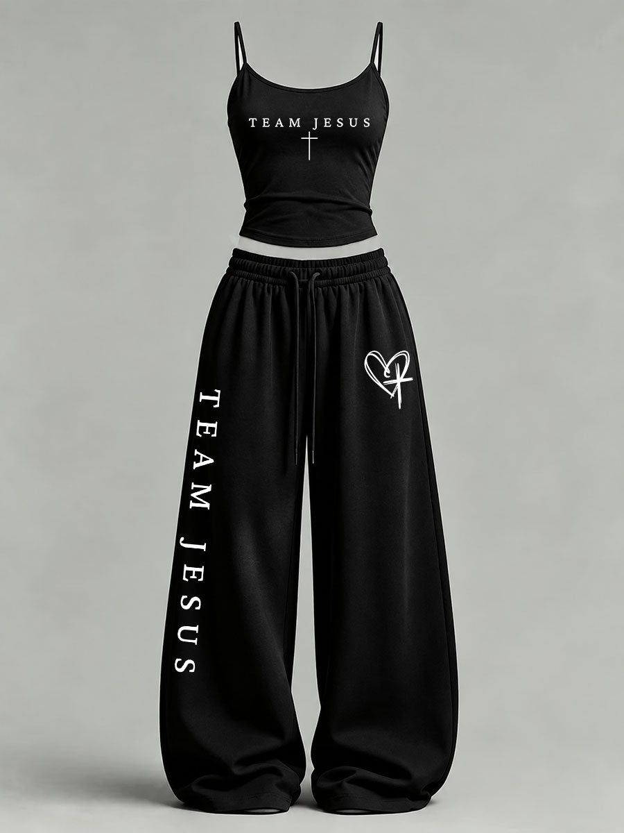 Women's Team Jesus Print Casual Set