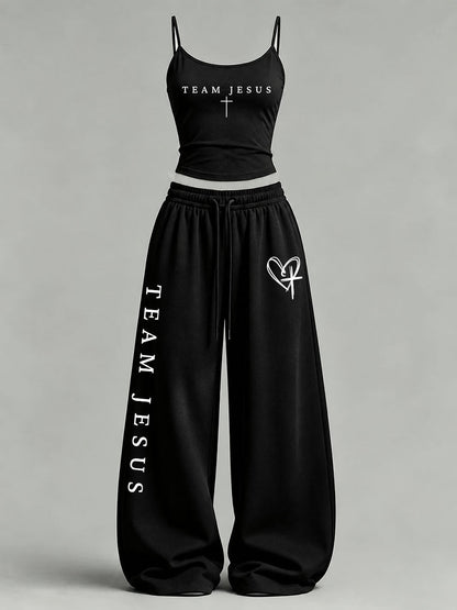 Women's Team Jesus Print Casual Set