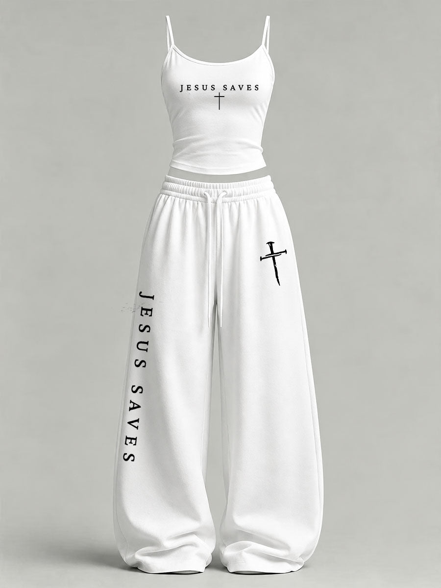 Women's 'Jesus Saves' Printed Casual Set