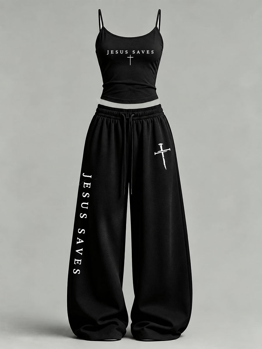 Women's 'Jesus Saves' Printed Casual Set
