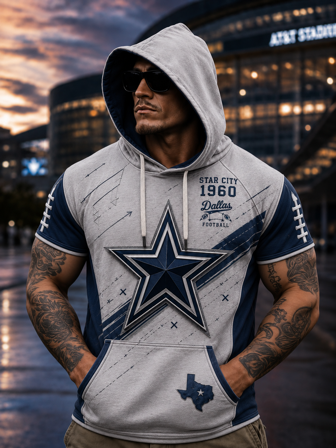 Men's Dallas Cowboys Casual Short Sleeve Hoodie