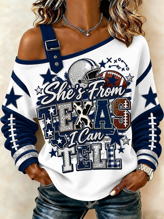 Women's Football Gameday Gift For Football Fans Casual Off-Shoulder Sweatshirt