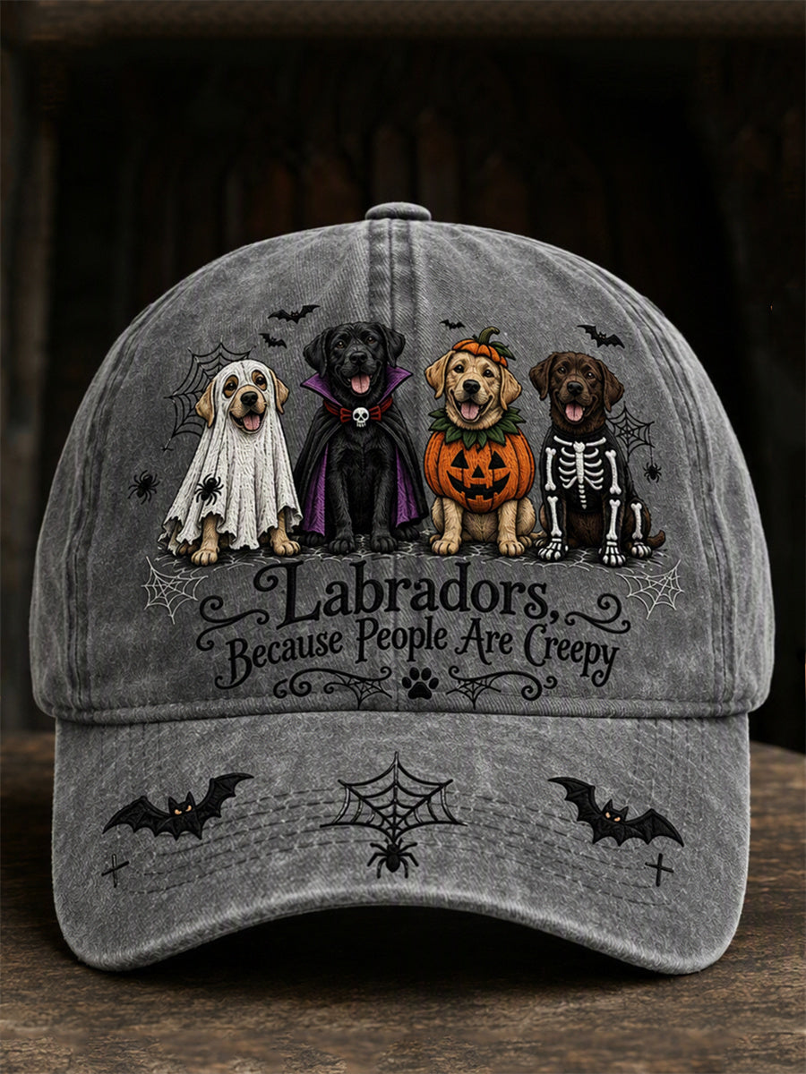 Unisex Labradors Because People Are Creepy Halloween Dogs Print Cap