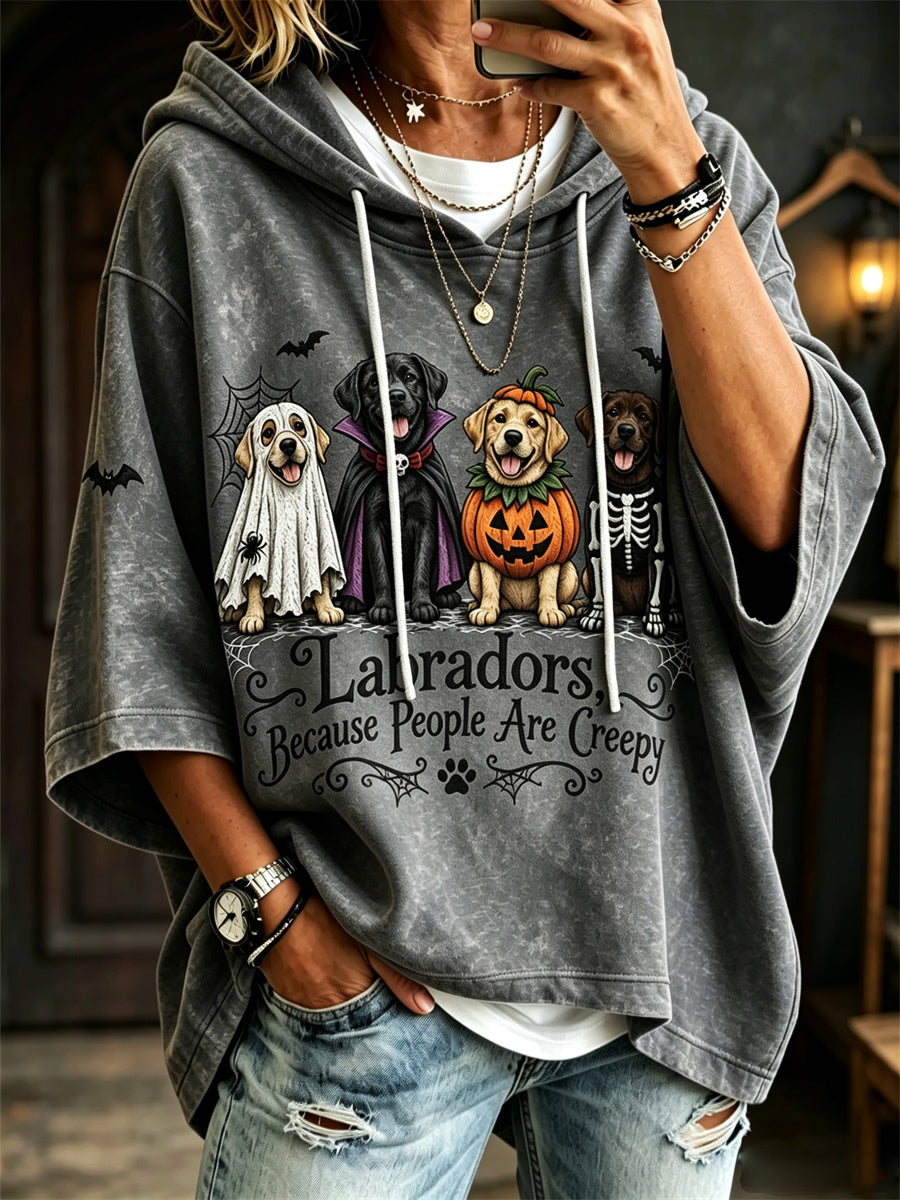 Women's Labradors Because People Are Creepy Halloween Dogs Print Hoodie