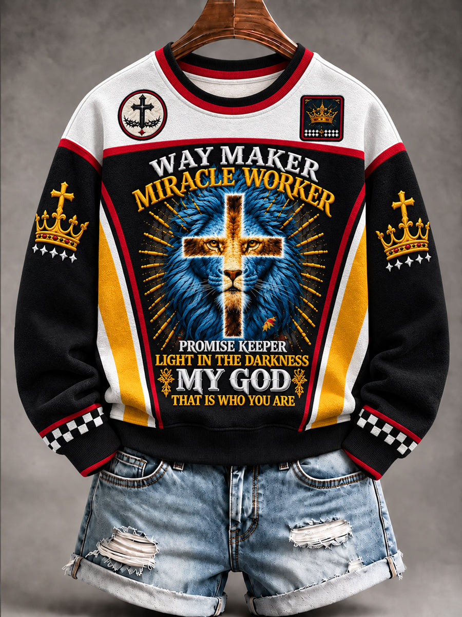 Women's Christian Waymaker Miracle Worker Promise Keeper Regular Sweatshirt