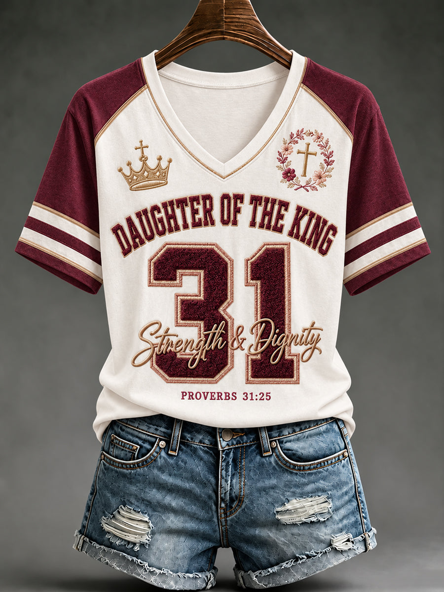 Women's Christian Daughter of the King "Chosen Loved Redeemed" V-neck Short Sleeve T-shirt