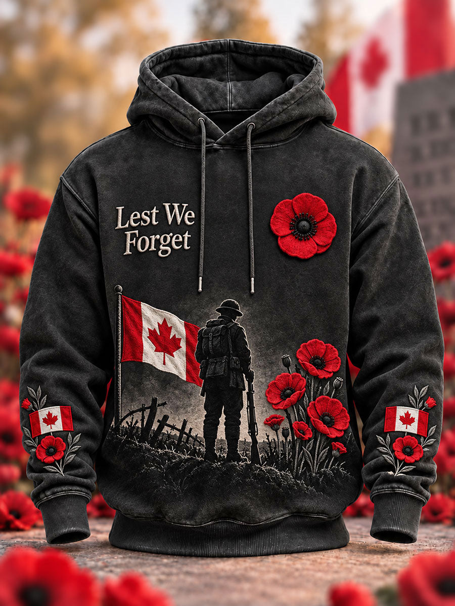 Men's Remembrance Day Lest We Forget Oversized Drop-Shoulder Hoodie